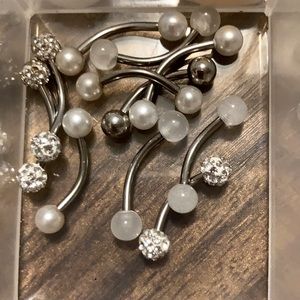 4 pairs and 1 mismatch14 gauge nipple Barbells